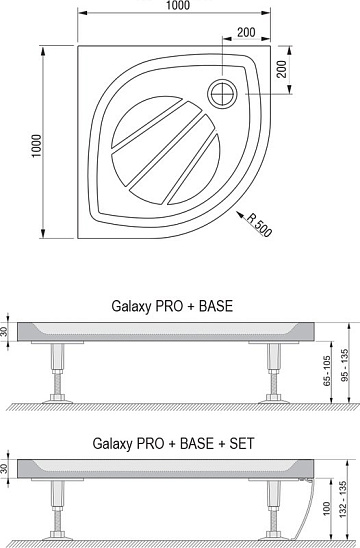 Поддон для душа Ravak Galaxy Pro Elipso Pro-100 с сифоном