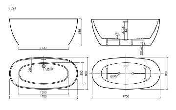 Акриловая ванна Sancos Oval 170x80 см, FB21