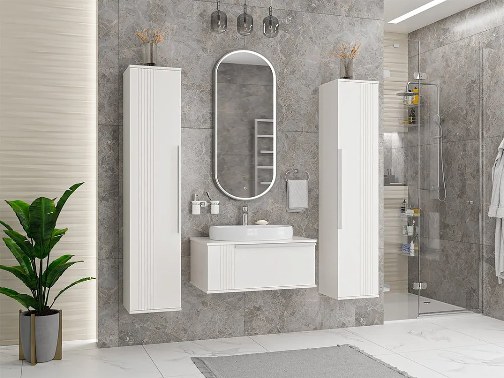 Шкаф-пенал для ванной Brevita Savoy 35 универсальный, белый