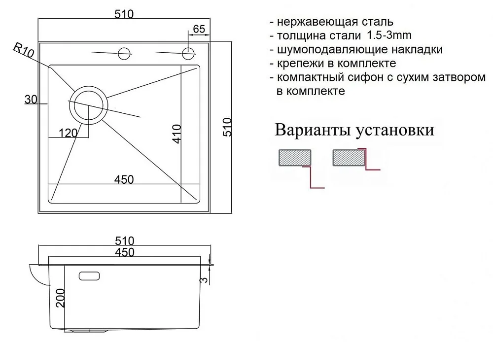 Кухонная мойка ZorG LUX 5151-L GRAFIT Sancos — официальный сайт