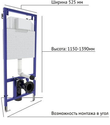 Система инсталляции для унитазов Berges Novum L1, с белой кнопкой смыва