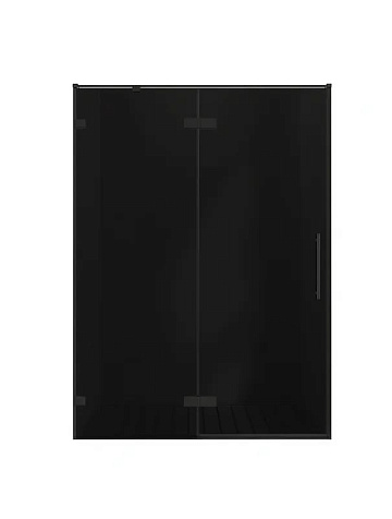 Душевая дверь в нишу Veconi Premium Alassio BB 140x200, профиль матовый черный, стекло тонированное