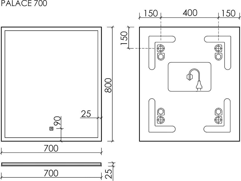 Зеркало Sancos Palace PA700 70 см