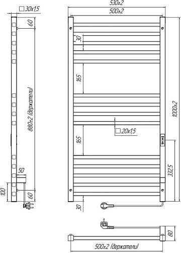 Полотенцесушитель электрический Indigo Attic LСLATCE100-50BRRt черный муар