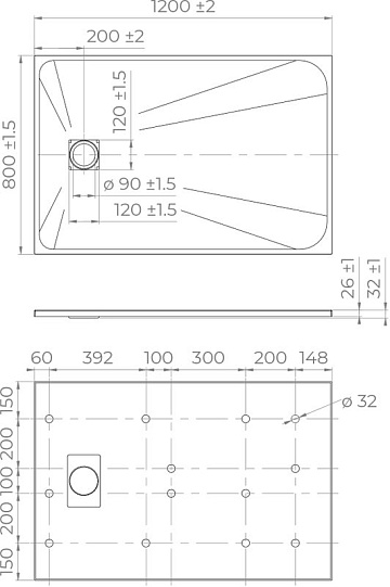 Поддон для душа RGW TSS W 120x80