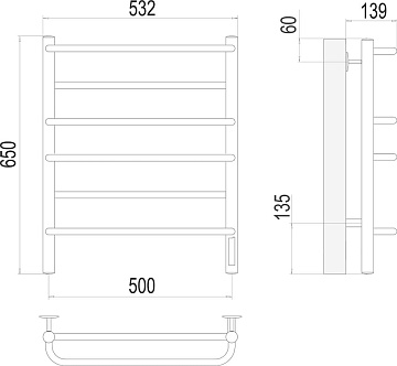 Полотенцесушитель электрический Terminus Евромикс П6 500x650