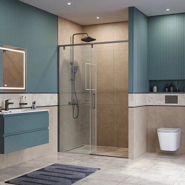 Душевая дверь в нишу BelBagno Soft Close-1 BF-1-140-C-GM профиль оружейная сталь