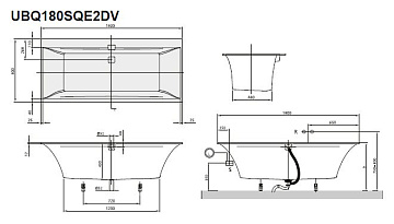Акриловая ванна Villeroy & Boch Squaro Edge 12 180x80 см, UBQ180SQE2DV-01
