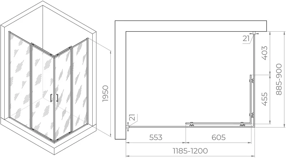 Душевой уголок RGW Passage PA-040B 1200x900x1950, профиль черный Sancos — официальный сайт