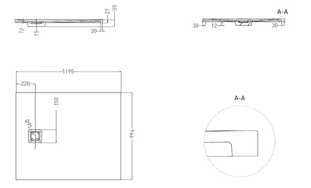 Поддон для душа Salini Oasi 120x100 см, S-Stone, матовый Sancos — официальный сайт