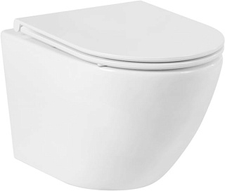 Унитаз подвесной BelBagno Sfera-r BB046CHR BB870SC с микролифтом, безободковый, глянцевый белый