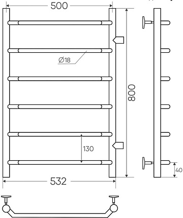 Полотенцесушитель водяной Indigo Roof LRSW80-50-б/п-50