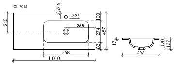 Мебельная раковина Ceramicanova Grace прямоугольная черная матовая 101 см CN7015MB