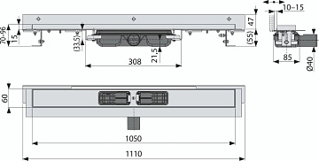Душевой трап (лоток) AlcaPlast APZ104 -1050 без решетки