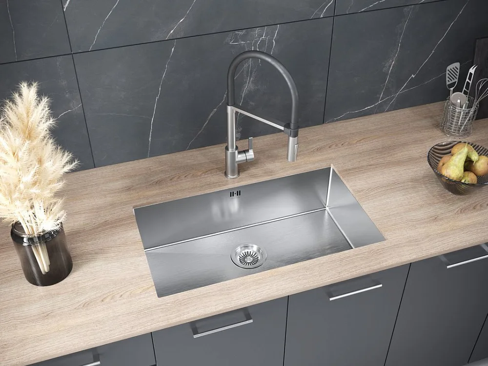 Мойка кухонная Paulmark Gerberg PM257444-BS брашированная нержавеющая сталь Sancos — официальный сайт