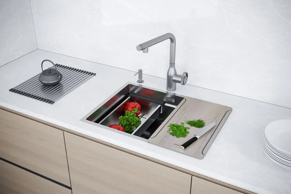 Мойка кухонная Paulmark Next-Multi Sink 54 UNI PM785445-L-BS брашированная нержавеющая сталь Sancos — официальный сайт