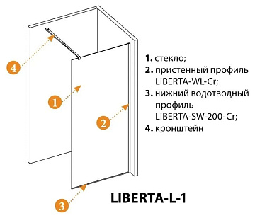Душевая перегородка Cezares Liberta -L-1-110-120-C-Cr профиль хром, стекло прозрачное