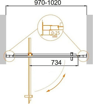 Душевая дверь в нишу Cezares Molveno BA 1 100 C Cr IV