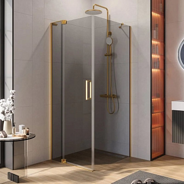 Душевой уголок Cezares Slider AH 1 90-70/80 GRIGIO BORO профиль брашированное золото, стекло серое