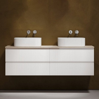 Тумба с раковиной Sancos Snob T 160 bianco, столешница бежевая TT160A2, раковина CN6052