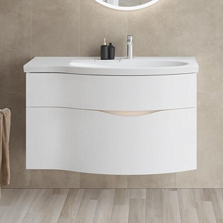 Тумба под раковину без столешницы KERAMA MARAZZI Riva 100, правая подвесная, белая матовая