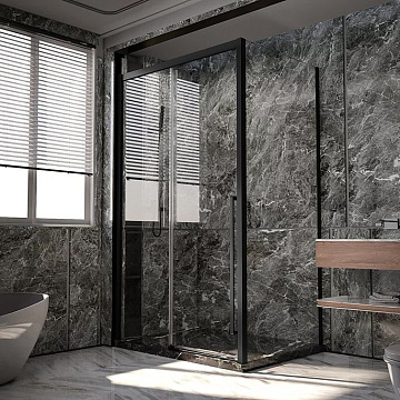 Дверь для душевого уголка Veconi Premium Trento PTD-30B 120 см, профиль черный матовый, стекло прозр
