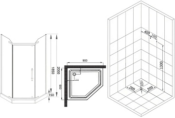 Душевой уголок Esbano ESR-8160 90x90, с поддоном