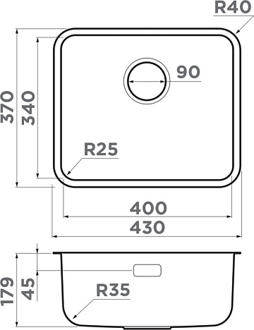 Мойка кухонная Omoikiri Omi 43-U/I Ultra Mini-GB графит