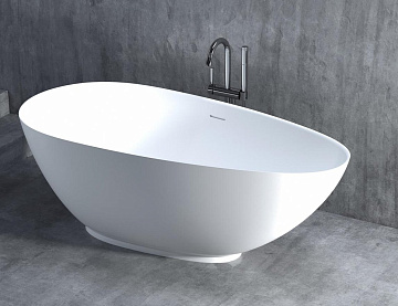 Ванна из искусственного камня Salini Paola S-Sense 160x75 см, отдельностоящая, белая, овальная, со с