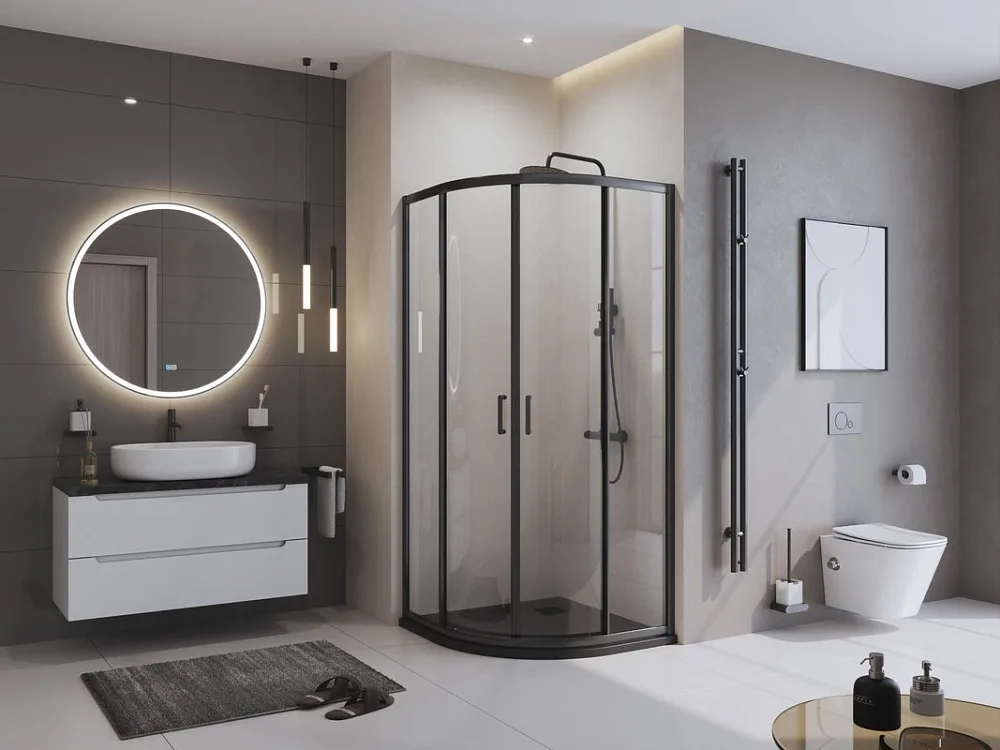 Поддон для душа BelBagno Uno TRAY-MR-UNO-R-90-550-35-NERO-NO 90х90, черный матовый, с сифоном Sancos — официальный сайт