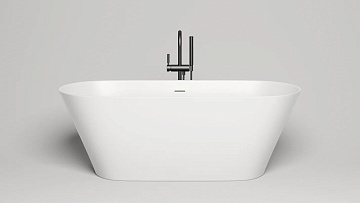 Ванна из искусственного камня Salini Mona S-Sense 170x70 см, отдельностоящая, белая, овальная, с дон