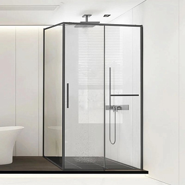 Душевой уголок Vincea Slim Soft VSR-1SS9012CLGM 120x90, профиль вороненая сталь, стекло прозрачное