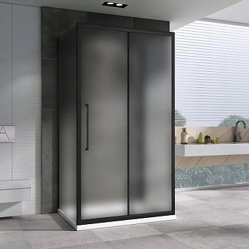 Душевой уголок Abber Schwarzer Diamant AG30120BMH-S100BM-S100BM 120x100, профиль черный, стекло мато