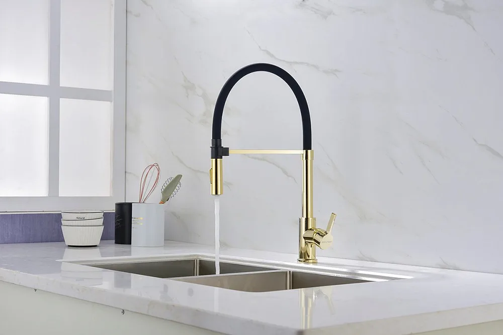 Смеситель для кухни Paulmark Halt Ha214021-G золото, с гибким изливом Sancos — официальный сайт