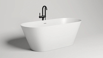 Ванна из искусственного камня Salini Mona S-Sense 170x70 см, отдельностоящая, белая, овальная, с дон