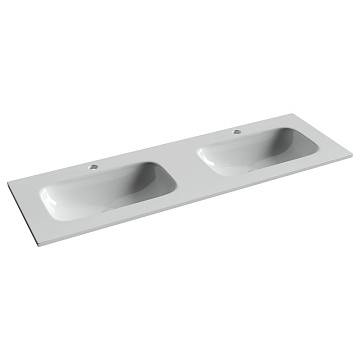Мебельная раковина Ceramicanova Grace прямоугольная 141см с двумя чашами и отверстиями под смеситель