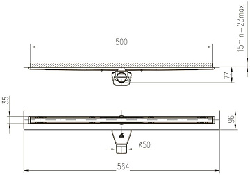 Душевой трап (лоток) Veconi Slim Line 500 хром матовый