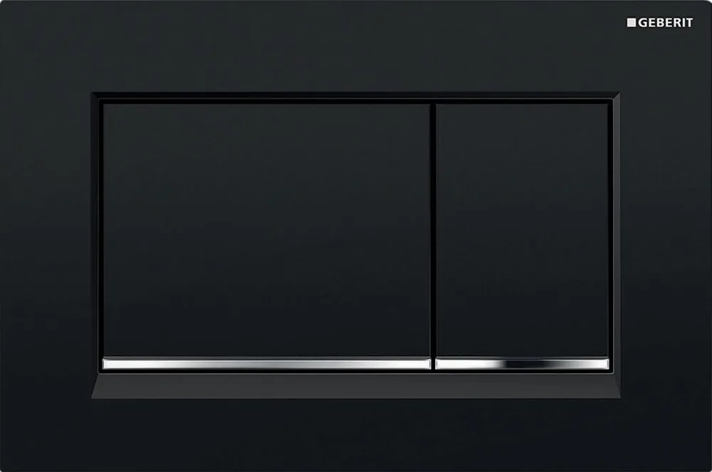 Кнопка смыва Geberit Sigma 30 115.883.KM.1 черная, глянцевый хром Sancos — официальный сайт