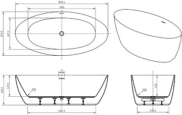 Акриловая ванна BelBagno 185x90 см, BB707-1860-880