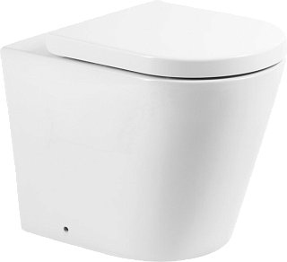 Унитаз приставной напольный BelBagno Flay-r BB1003CBR сиденье BB865SC с микролифтом, безободковый, г
