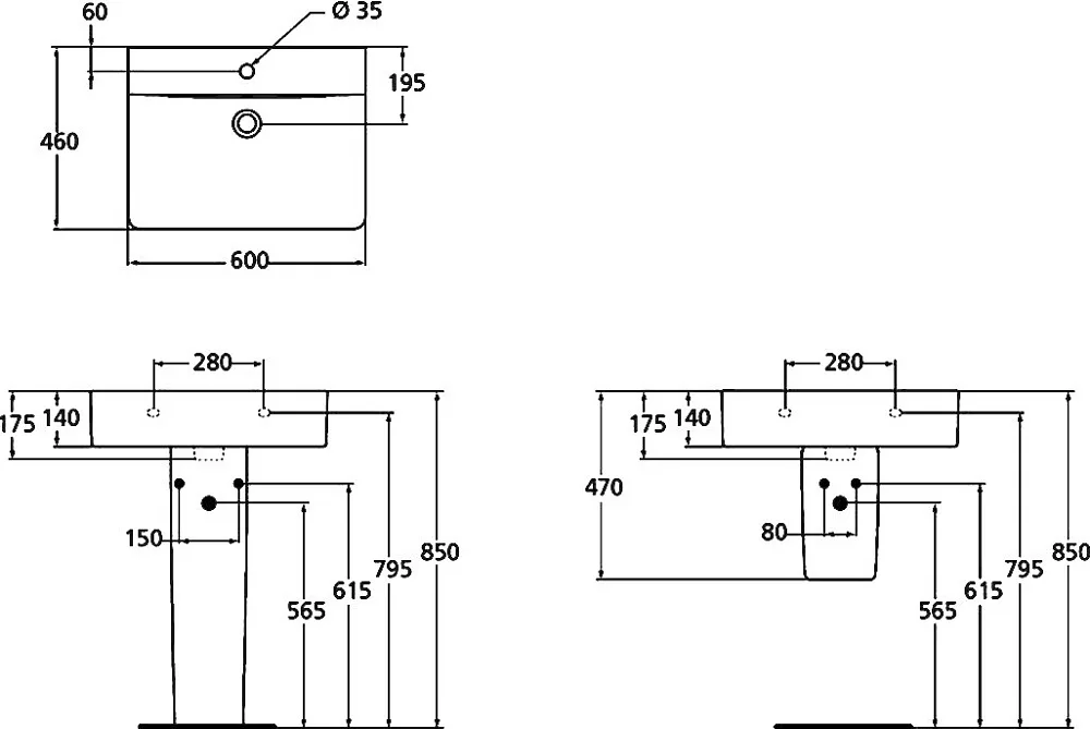 Мебельная раковина Ideal Standard Connect Cube E794501 60 см Sancos — официальный сайт