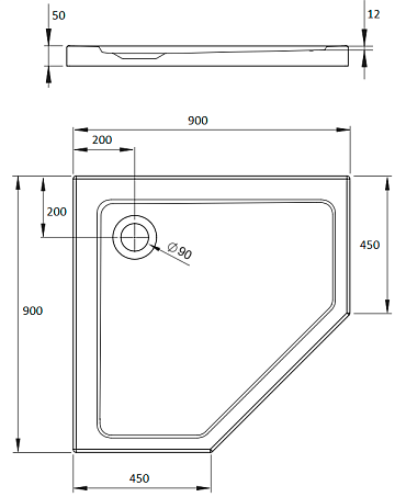 Поддон для душа Radaway Doros PT 90x90 с сифоном