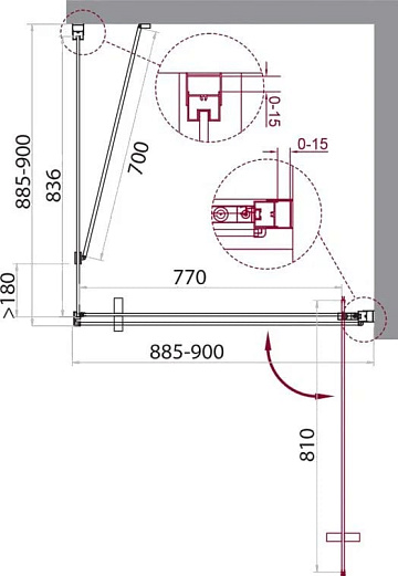 Душевой уголок BelBagno Marmi A-1-90-C-Cr