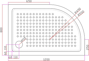 Поддон для душа Cezares Tray TRAY-A-RH-120/80-550-15-W-R R 120х80 R, с сифоном