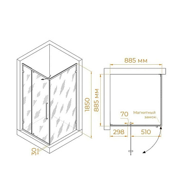 Душевой уголок RGW Classic CL-35-B 90х90x185, профиль матовый черный, стекло прозрачное