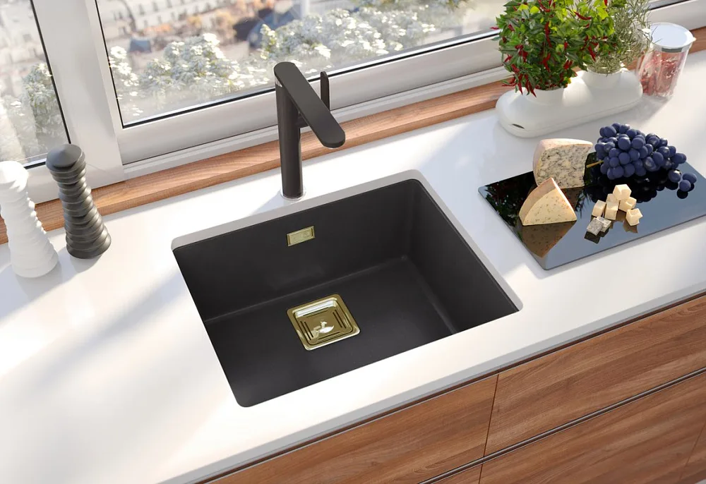 Мойка кухонная Alveus Quadrix Granital 50 deep black Sancos — официальный сайт