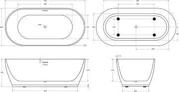 Акриловая ванна BelBagno 170x80 см, BB413-1700-800