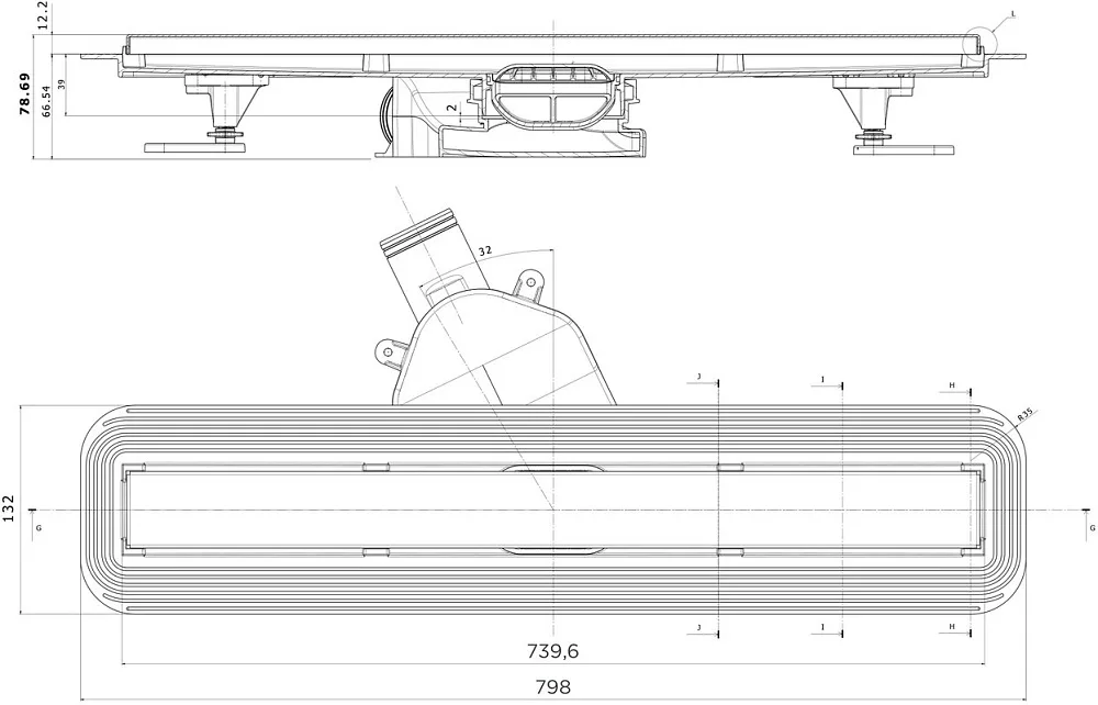 Душевой трап (лоток) BETTOSERB Frameless Line 750 черный матовый Sancos — официальный сайт