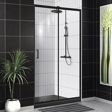 Душевая дверь в нишу BelBagno Uno -195 BF 1 130 C Nero профиль черный, стекло прозрачное