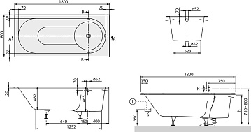 Акриловая ванна Villeroy & Boch Libra 180x80 см, UBQ180LIB2V-01